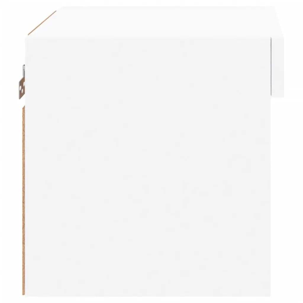 Wall-mounted Bedside Cabinet White RGB LED Lights Engineered Wood