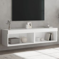 TV Cabinets with RGB LED Lights Wall-Mounted Storage Units White 60x30x30cm Set
