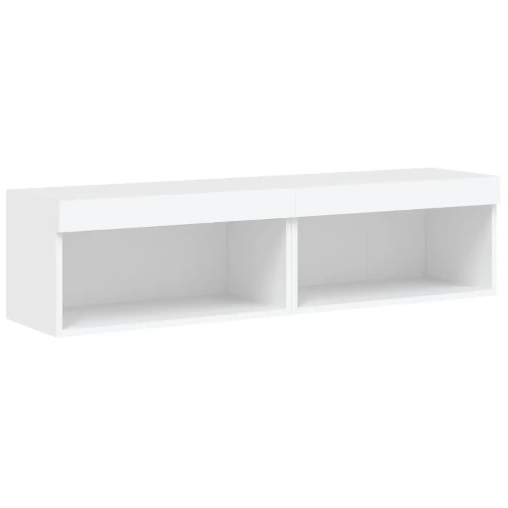 Wall-Mounted Storage Units White RGB LED Lights TV Cabinets Set 60x30x30cm Engineered Wood