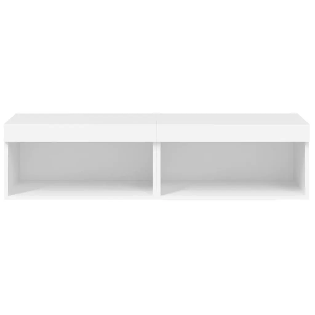 Wall-Mounted Storage Units White RGB LED Lights TV Cabinets Set 60x30x30cm Engineered Wood
