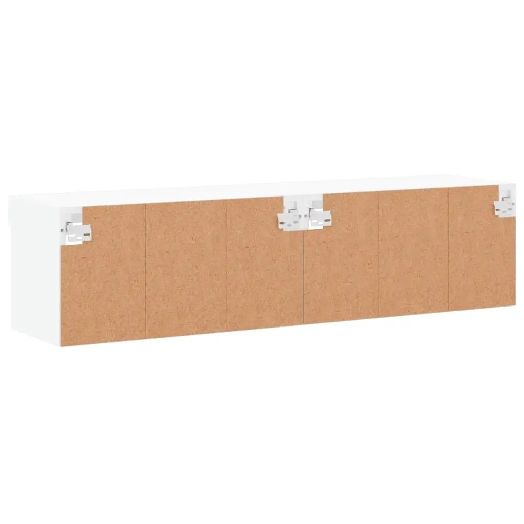 Wall-Mounted Storage Units White RGB LED Lights TV Cabinets Set 60x30x30cm Engineered Wood