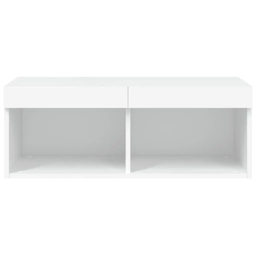 TV Cabinet with RGB LED Lights Wall-Mounted Media Storage Unit White 80x30x30cm