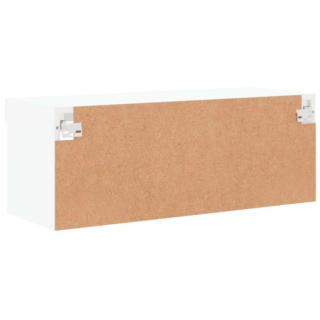 TV Cabinet with RGB LED Lights Wall-Mounted Media Storage Unit White 80x30x30cm