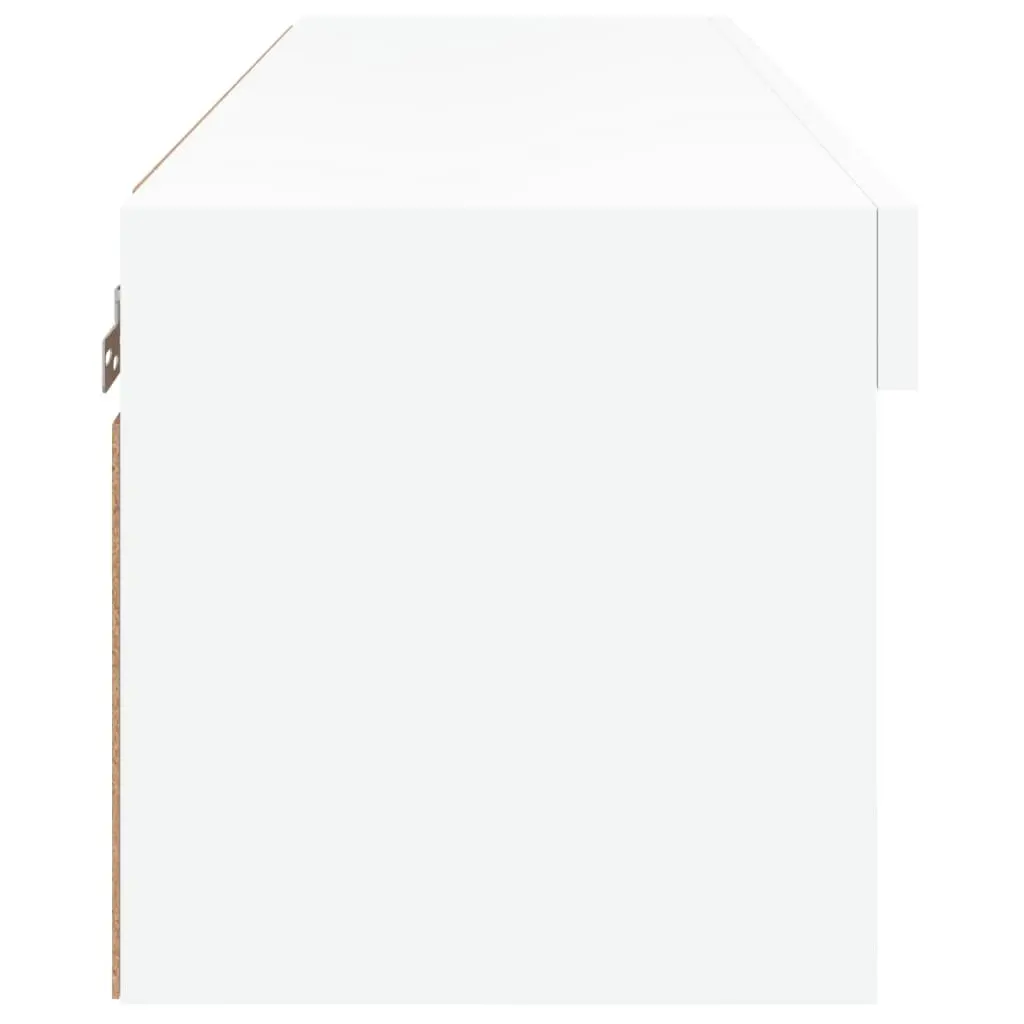 TV Cabinet with RGB LED Lights Wall-Mounted Media Storage Unit White 80x30x30cm