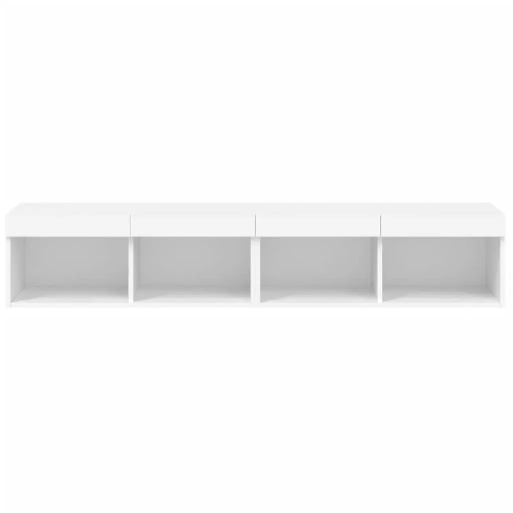 White Wall-Mounted TV Cabinet with RGB LED Lights Set