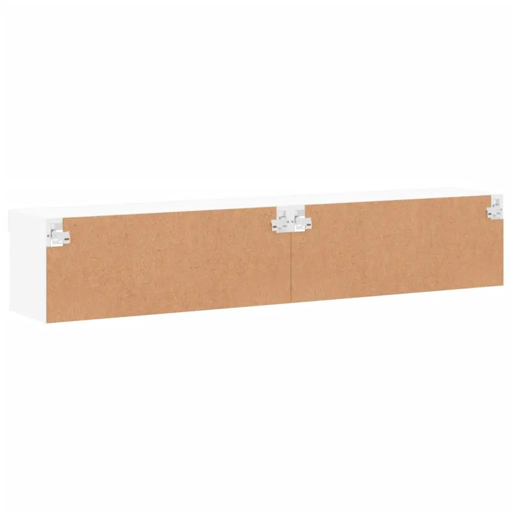 White Wall-Mounted TV Cabinet with RGB LED Lights Set