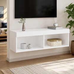 Wall-Mounted TV Cabinet with RGB LED Lights, White 100x30x30cm
