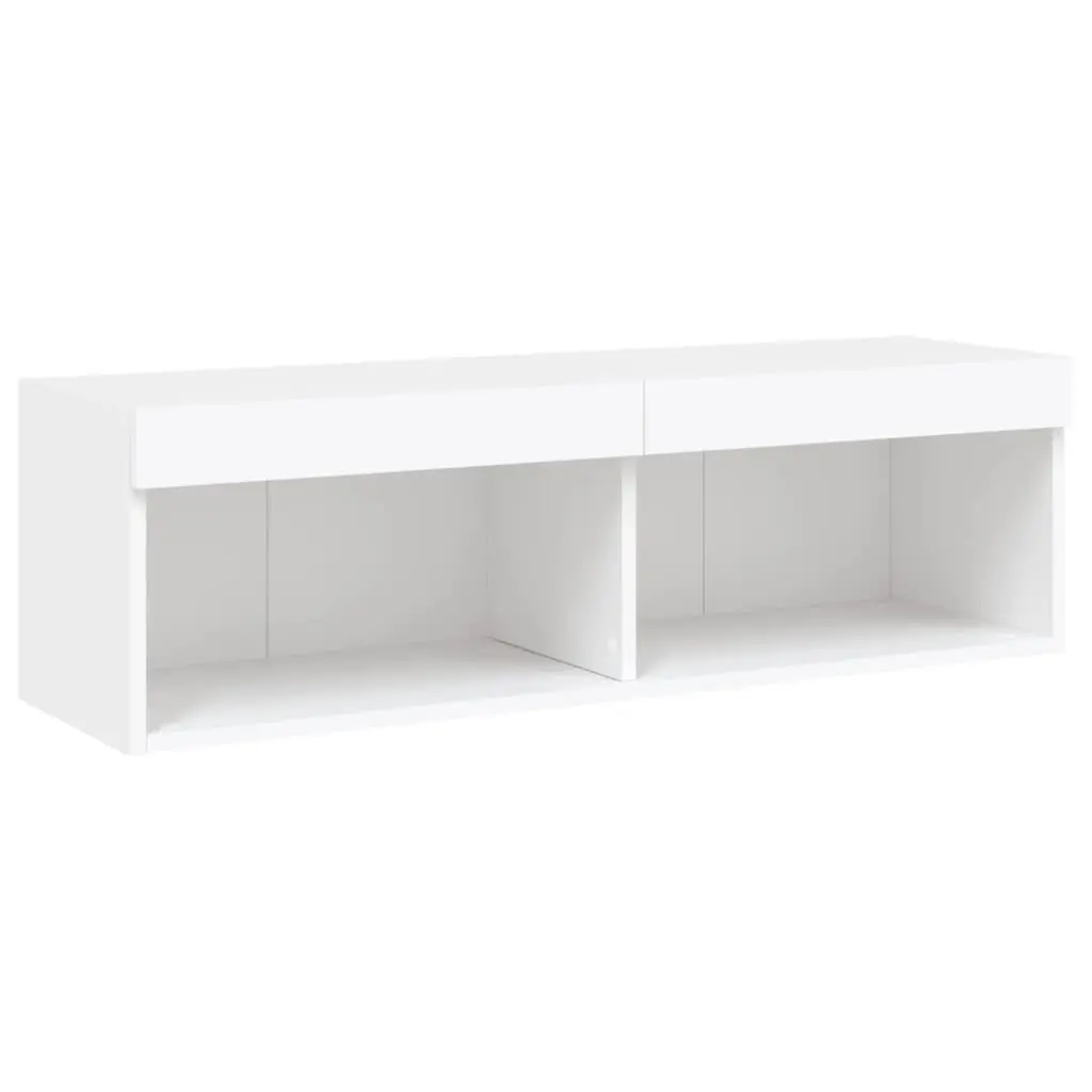 TV Cabinet Wall-Mounted White 100x30x30cm Engineered Wood with RGB LED Lights
