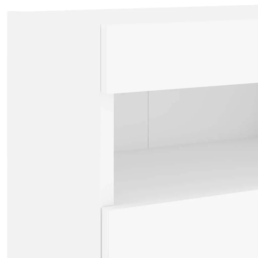 TV Wall Cabinets Floating Storage Unit White 2 Piece Engineered Wood with RGB LED Lights