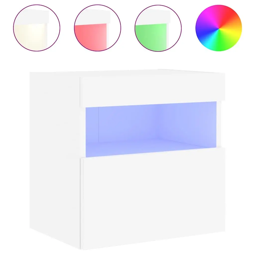 TV Wall Cabinets Floating Storage Unit White 2 Piece Engineered Wood with RGB LED Lights