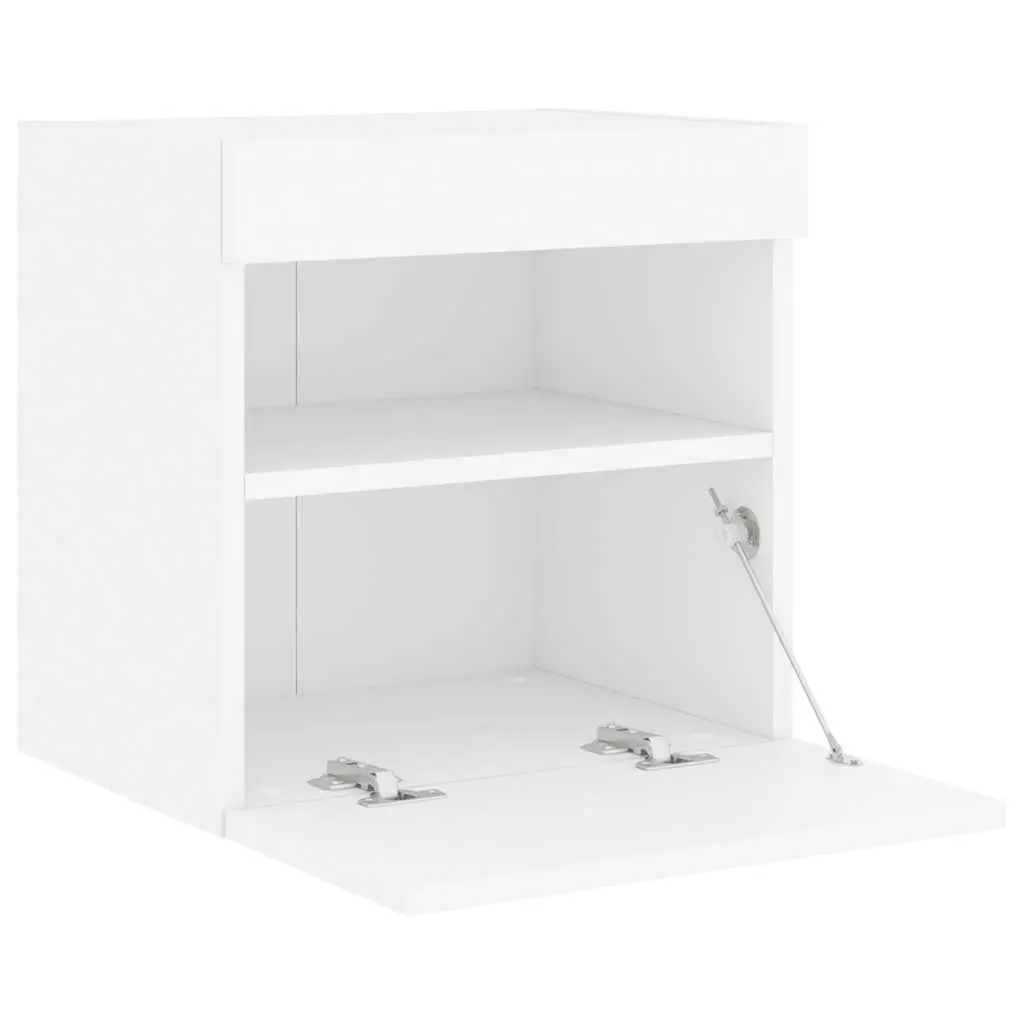 TV Wall Cabinets Floating Storage Unit White 2 Piece Engineered Wood with RGB LED Lights