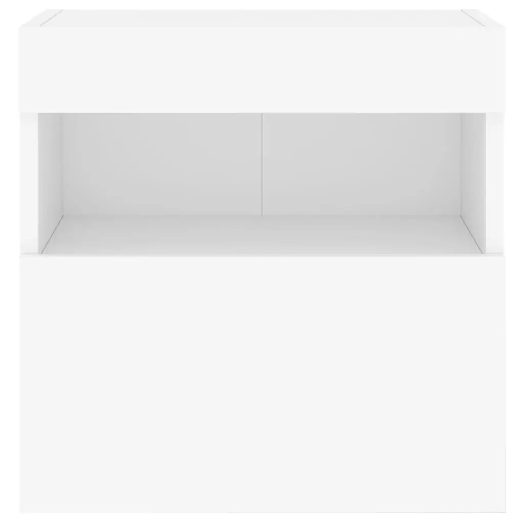 TV Wall Cabinets Floating Storage Unit White 2 Piece Engineered Wood with RGB LED Lights