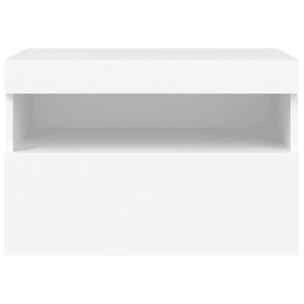 TV Wall Cabinet White 60x30x40 cm Floating Media Unit Engineered Wood RGB LED Lights