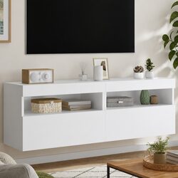 Floating TV Wall Cabinet with RGB LED Lights, White 60x30x40cm