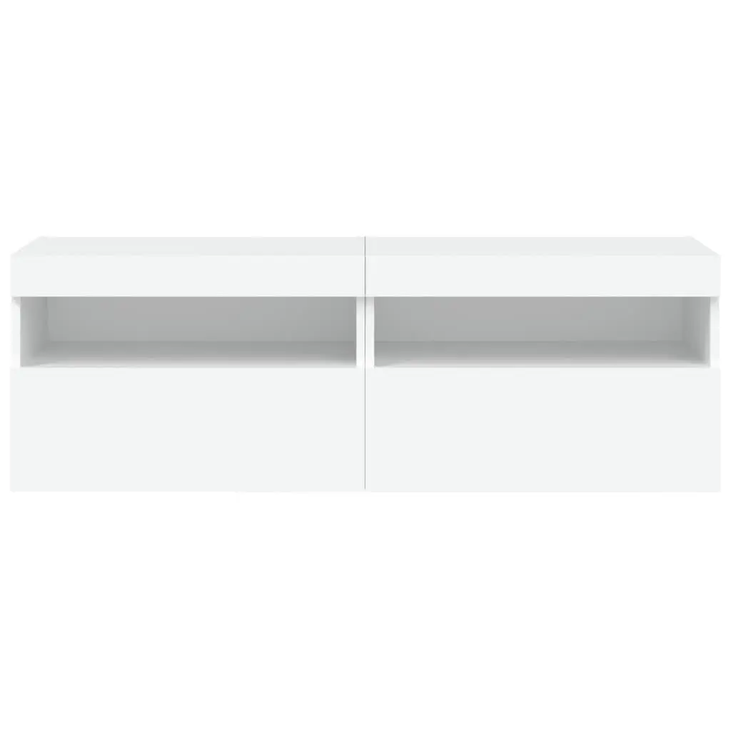 TV Wall Cabinet RGB LED Lights White Floating Storage Unit 60x30x40cm Engineered Wood