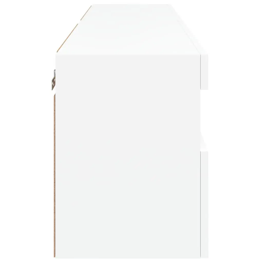 TV Wall Cabinet RGB LED Lights White Floating Storage Unit 60x30x40cm Engineered Wood