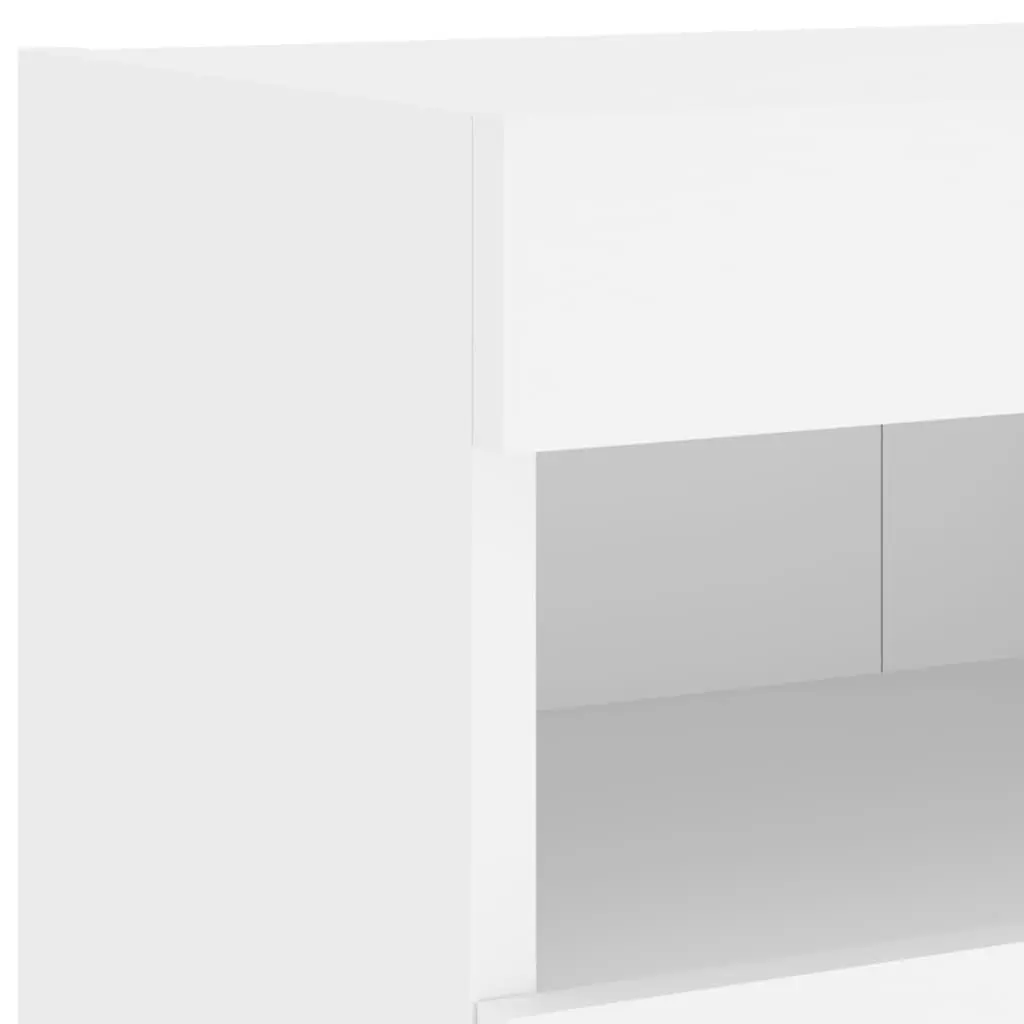 TV Wall Cabinet Floating Storage Unit White 80x30x40cm Engineered Wood with RGB LED Lights