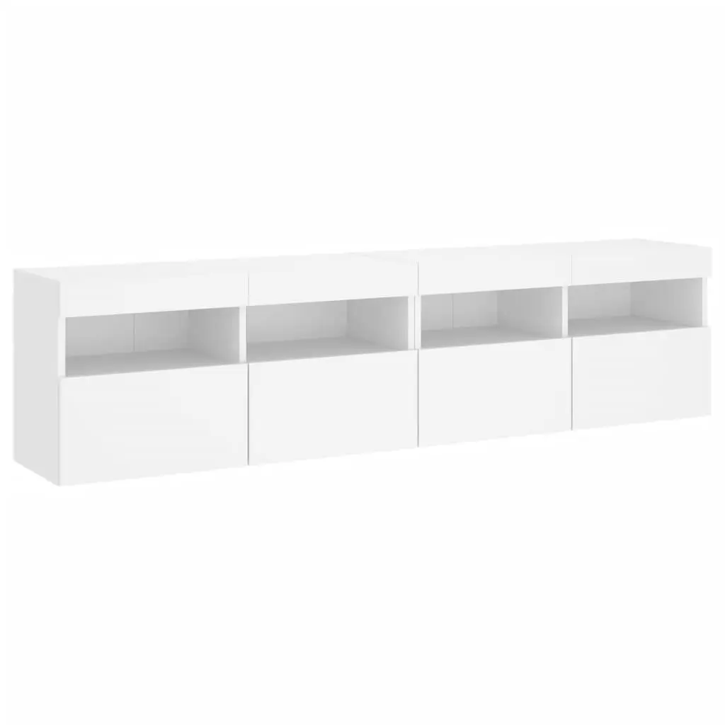 TV Wall Cabinet Floating Storage Unit White 80x30x40cm Engineered Wood with RGB LED Lights