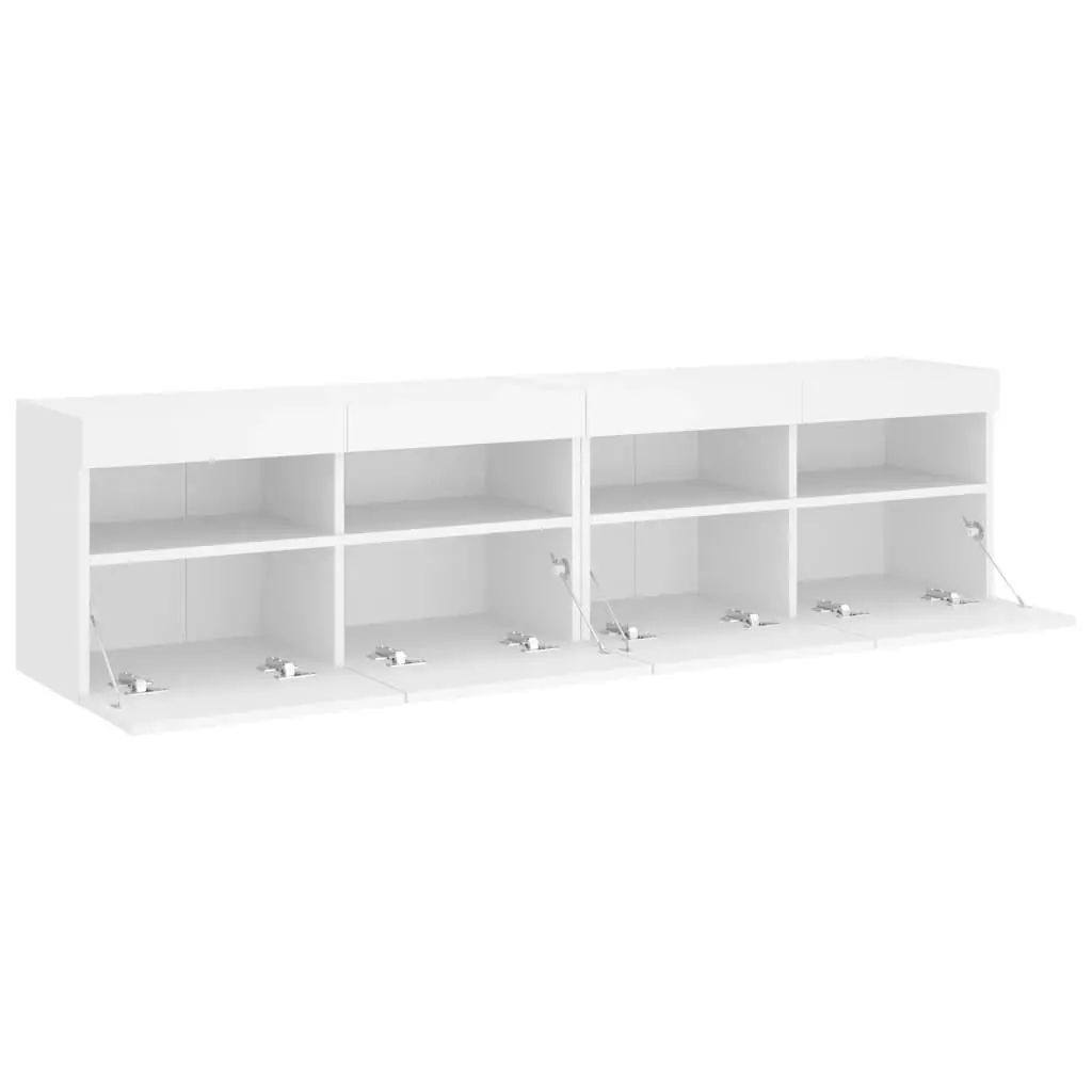TV Wall Cabinet Floating Storage Unit White 80x30x40cm Engineered Wood with RGB LED Lights