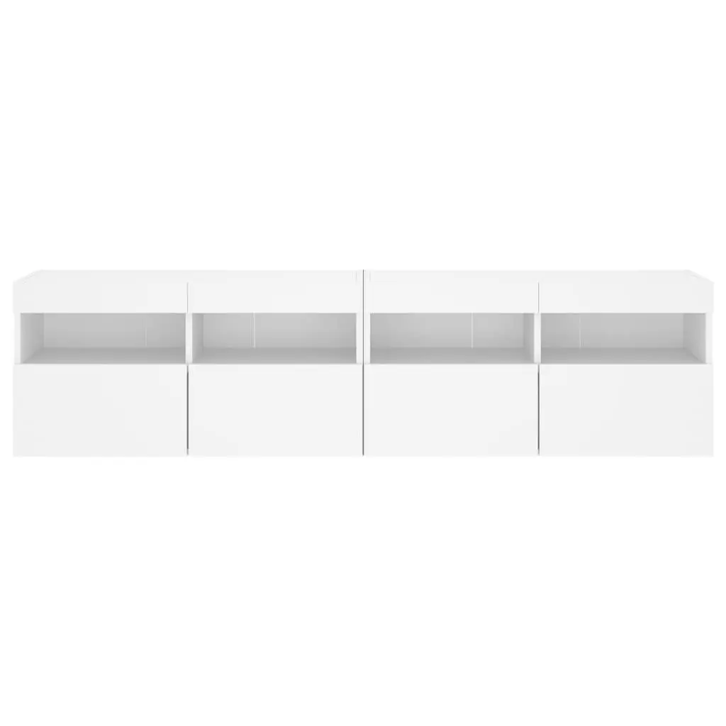 TV Wall Cabinet Floating Storage Unit White 80x30x40cm Engineered Wood with RGB LED Lights