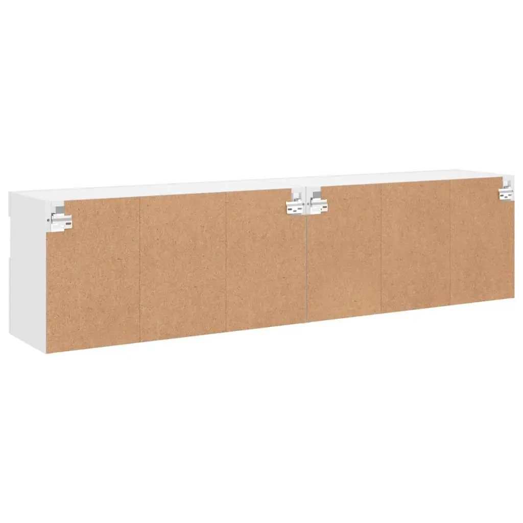 TV Wall Cabinet Floating Storage Unit White 80x30x40cm Engineered Wood with RGB LED Lights