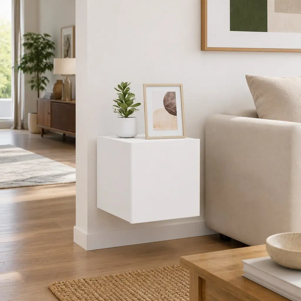 TV Wall Cabinets White Floating Media Storage Unit 2 pcs Engineered Wood with RGB LED Lights