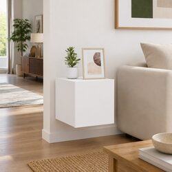 White Floating Media Storage Units with RGB LED Lights