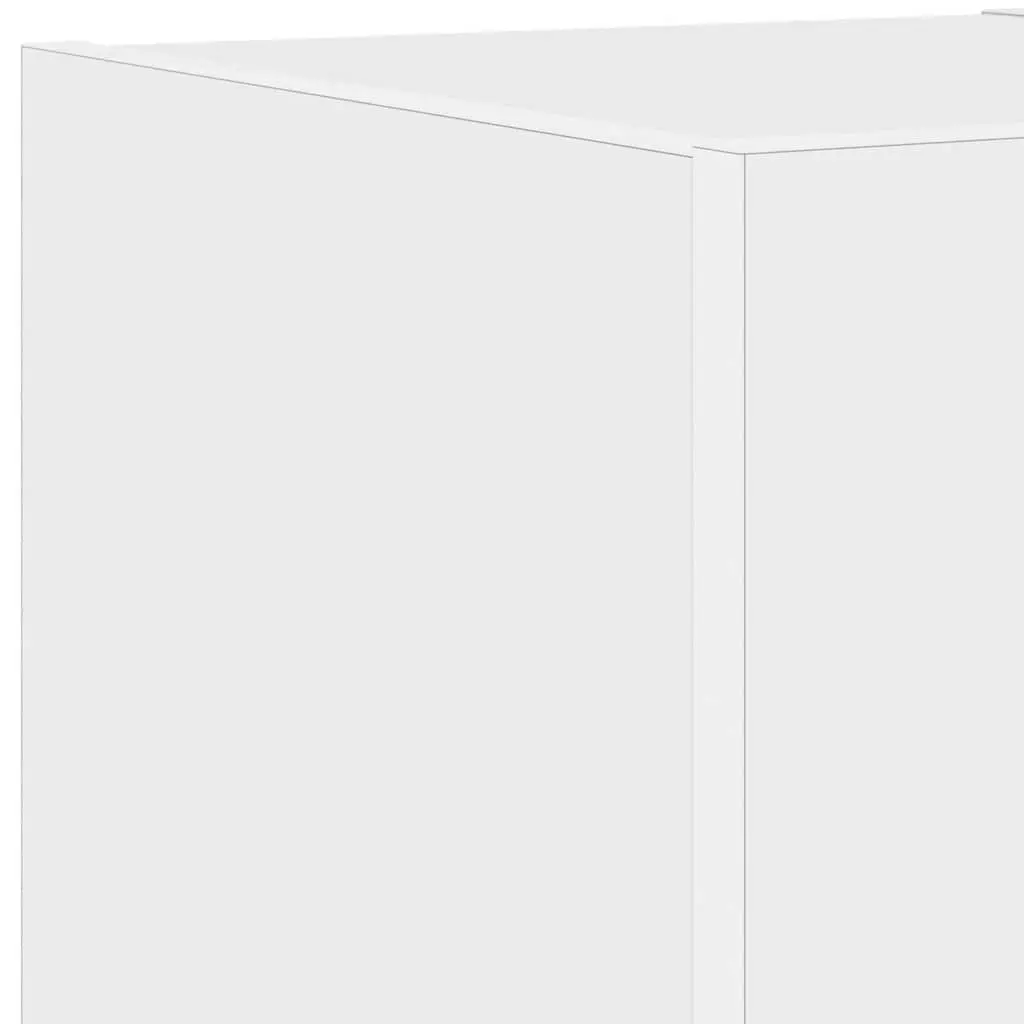 TV Wall Cabinets White Floating Media Storage Unit 2 pcs Engineered Wood with RGB LED Lights