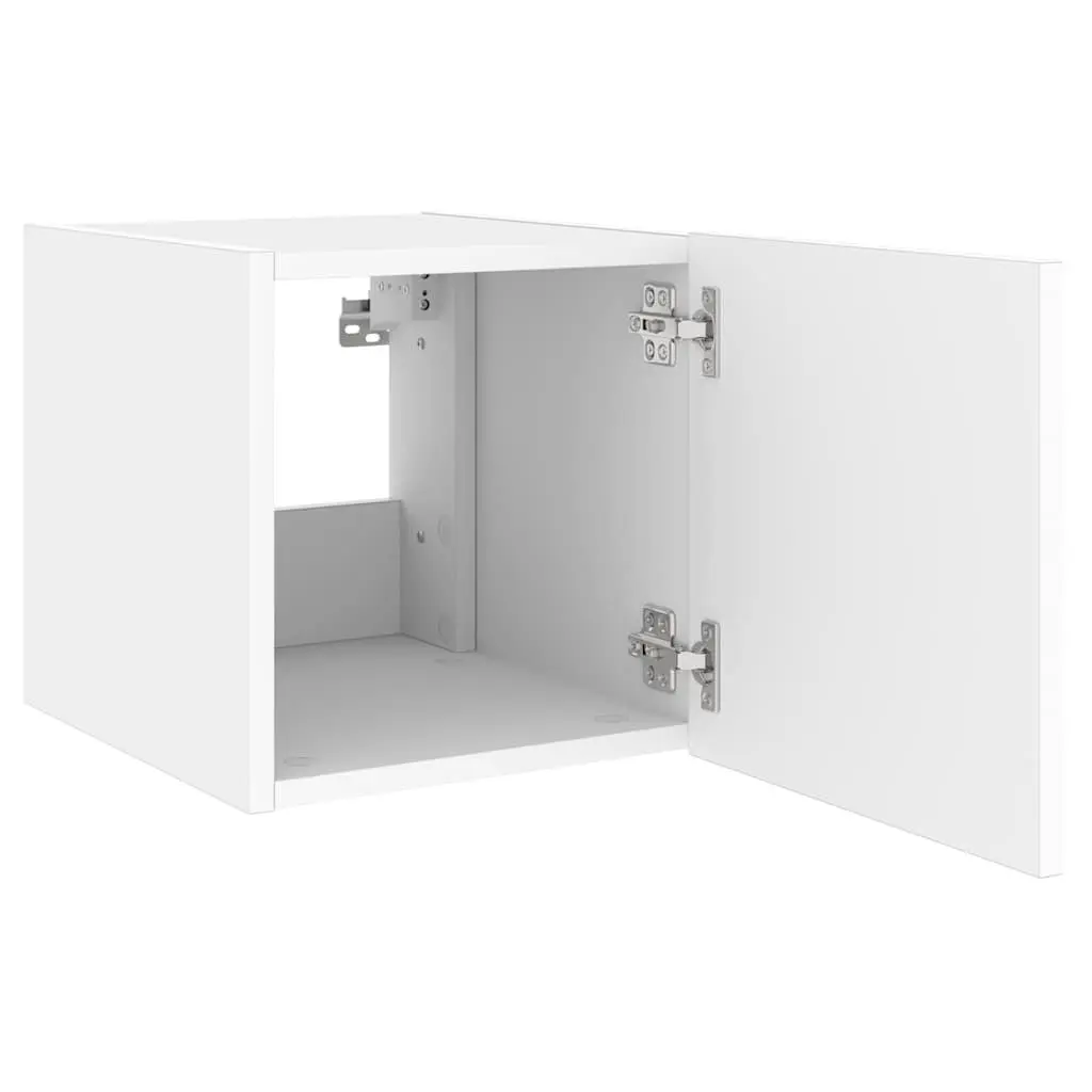 TV Wall Cabinets White Floating Media Storage Unit 2 pcs Engineered Wood with RGB LED Lights