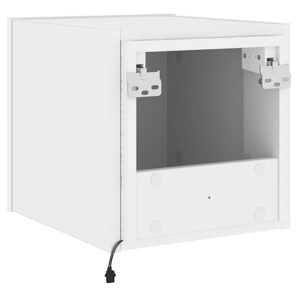 TV Wall Cabinets White Floating Media Storage Unit 2 pcs Engineered Wood with RGB LED Lights
