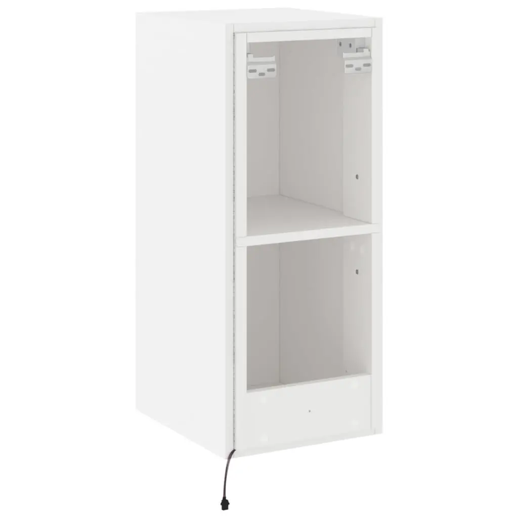 TV Wall Cabinet Floating Storage Unit White 30.5x35x70cm Engineered Wood with RGB LED Lights
