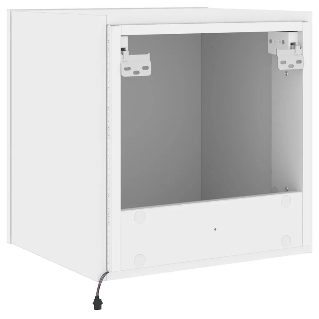 TV Wall Cabinets White Floating Media Storage Unit with RGB LED Lights 2 pcs Engineered Wood 40.5 x 35 x 40 cm