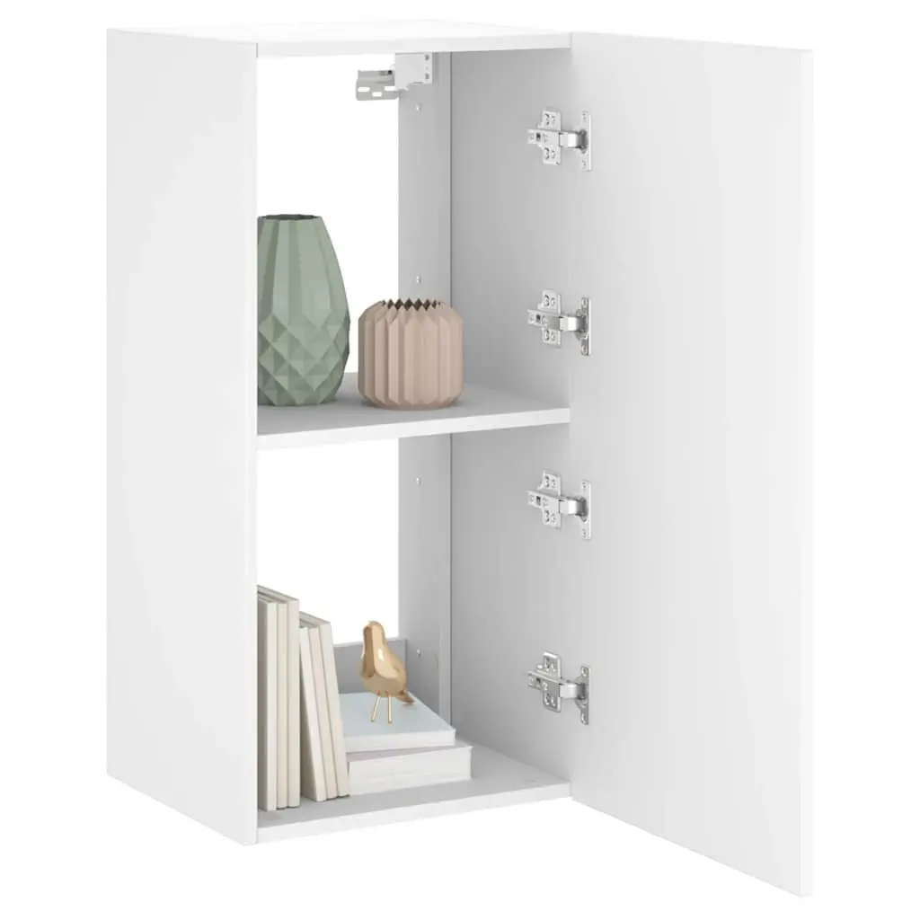 TV Wall Cabinet Floating Media Unit White RGB LED Lights Engineered Wood 40.5 x 35 x 80 cm