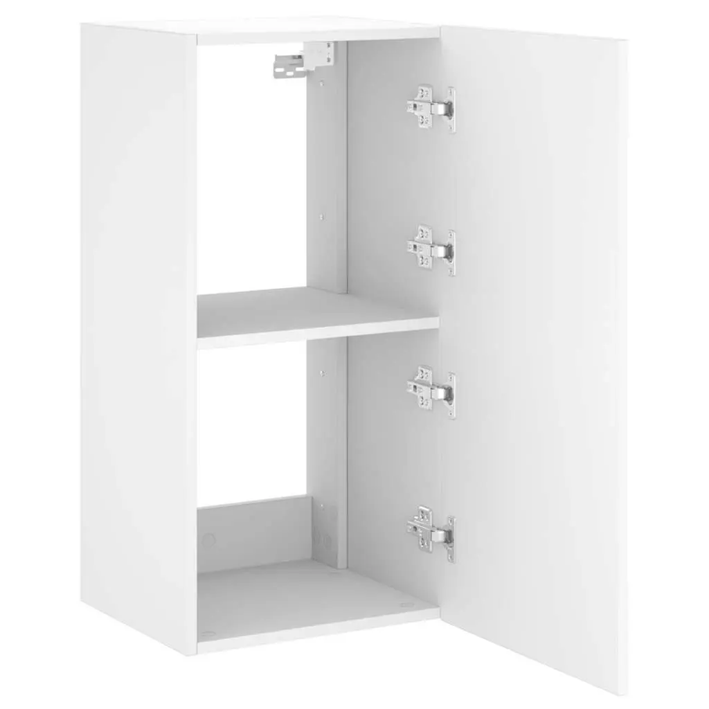 TV Wall Cabinet Floating Media Unit White RGB LED Lights Engineered Wood 40.5 x 35 x 80 cm