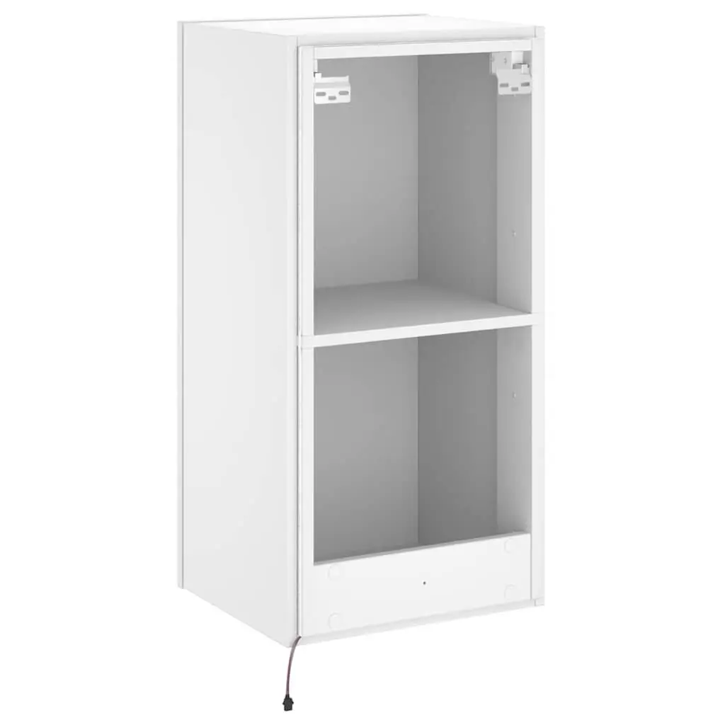 TV Wall Cabinet Floating Media Unit White RGB LED Lights Engineered Wood 40.5 x 35 x 80 cm