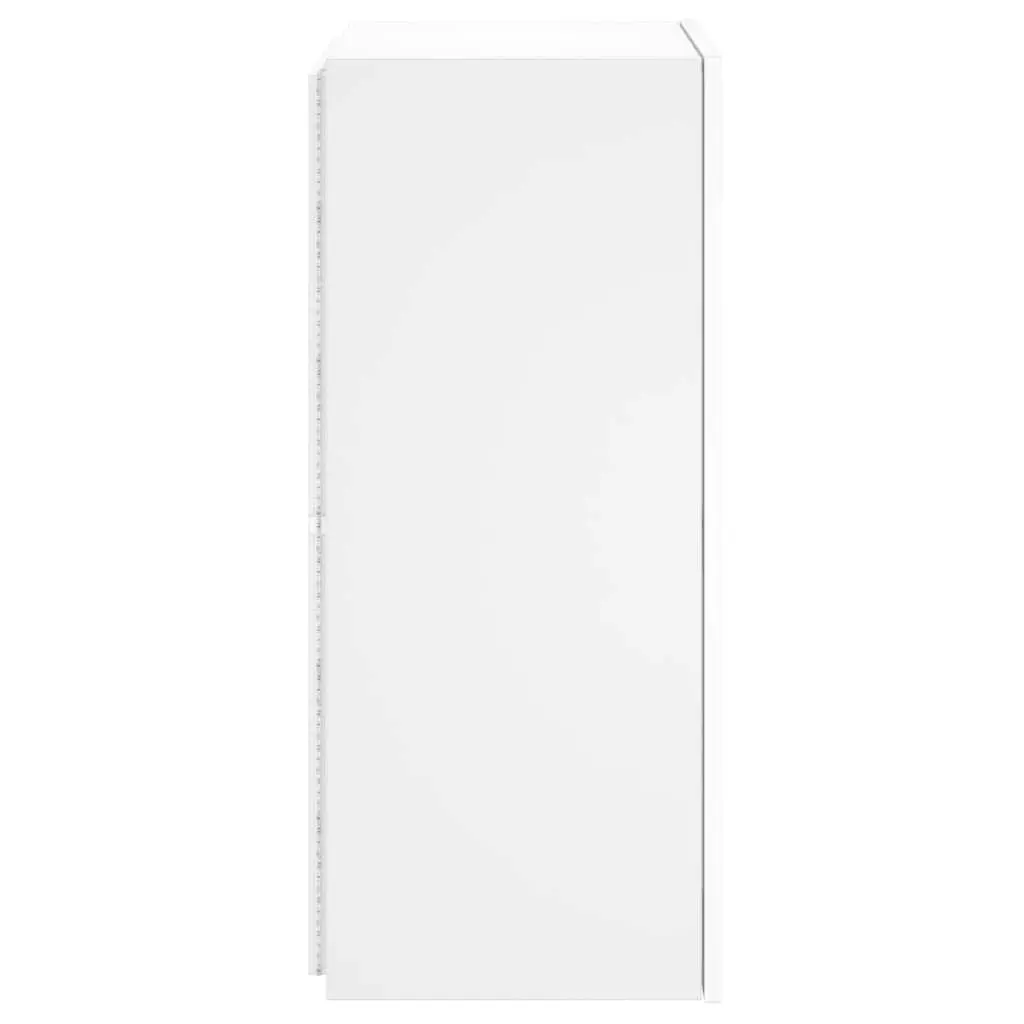 TV Wall Cabinet Floating Media Unit White RGB LED Lights Engineered Wood 40.5 x 35 x 80 cm