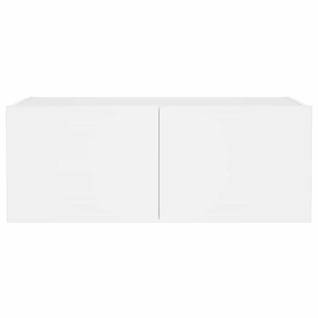 Floating Media Unit with RGB LED Lights in White