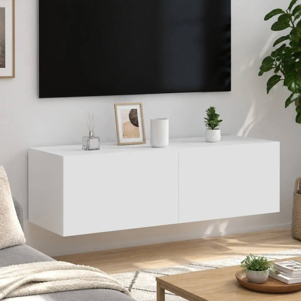 Wall-Mounted TV Cabinet with LED Lights