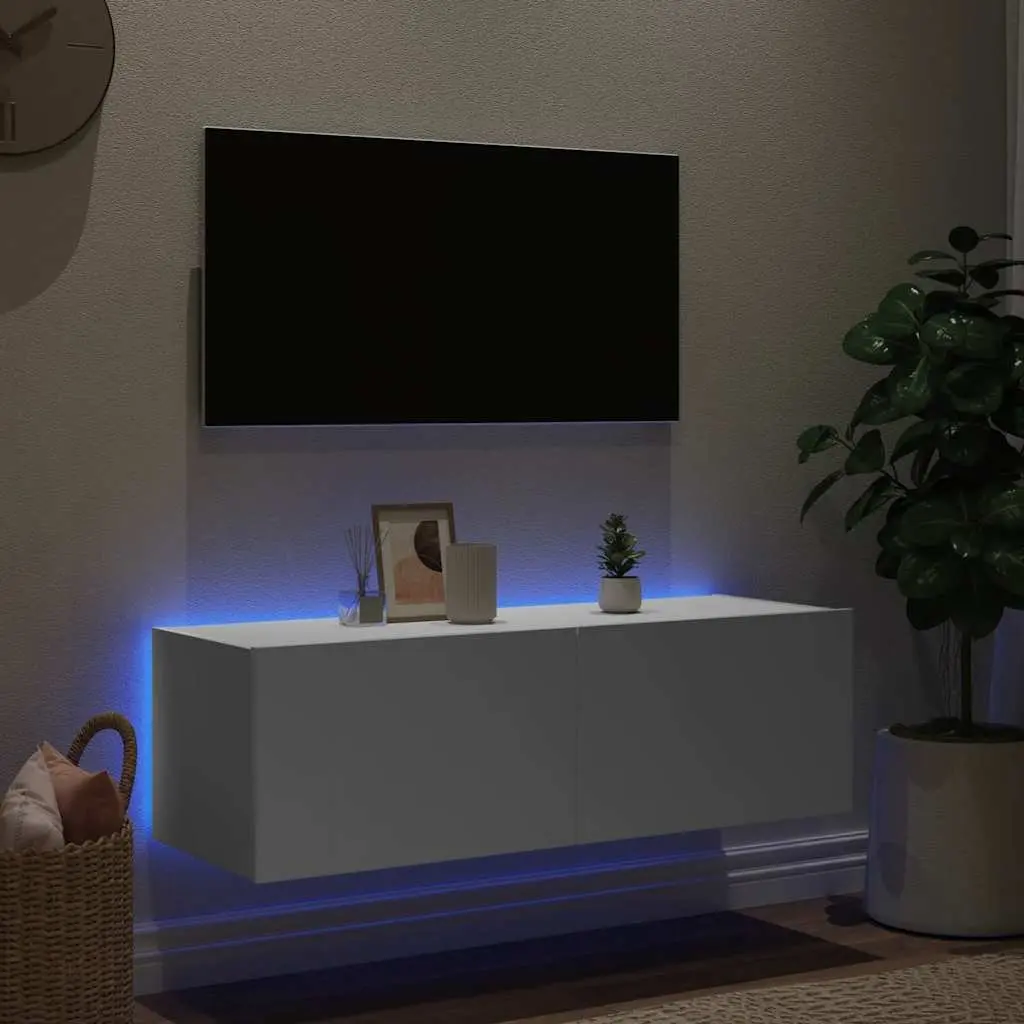 Wall-Mounted TV Cabinet with LED Lights