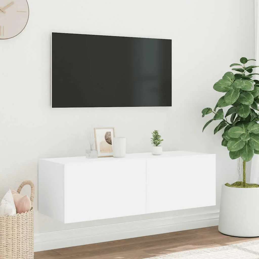 Wall-Mounted TV Cabinet with LED Lights