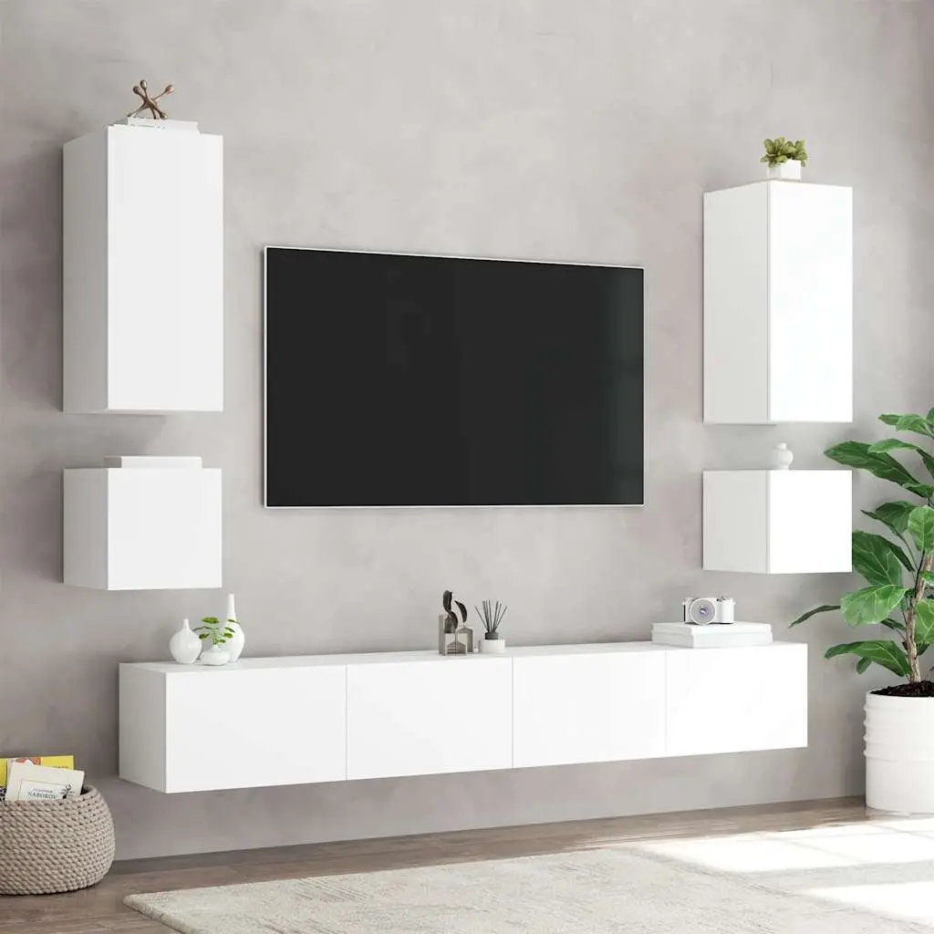 Wall-Mounted TV Cabinet with LED Lights