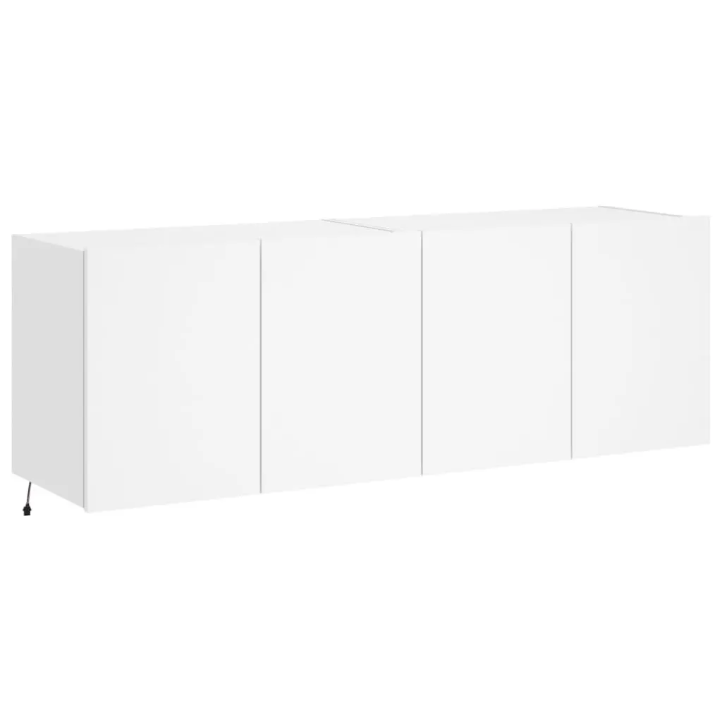 White Floating TV Wall Cabinets with RGB LED Lights