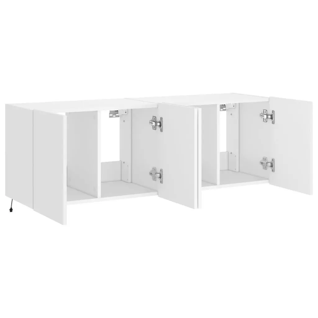 White Floating TV Wall Cabinets with RGB LED Lights