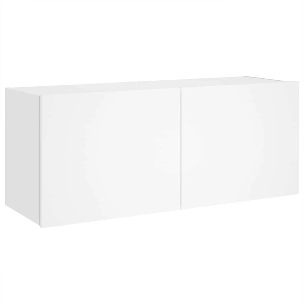 Floating Media Unit with RGB LED Lights in White