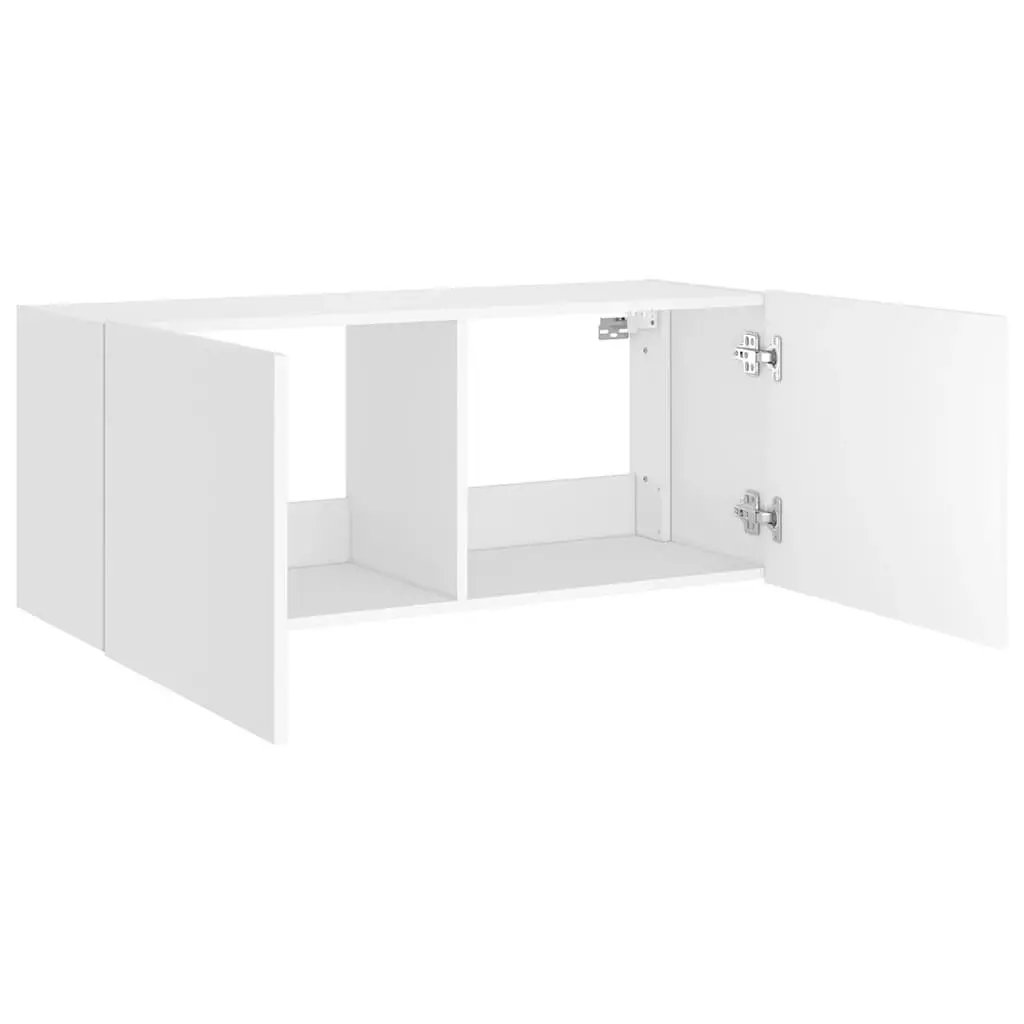 Floating Media Unit with RGB LED Lights in White