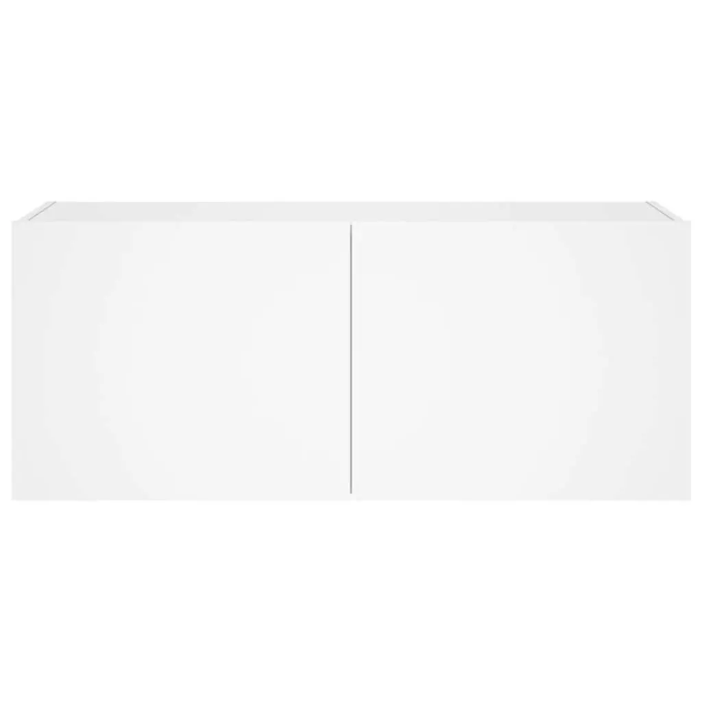 Floating Media Unit with RGB LED Lights in White