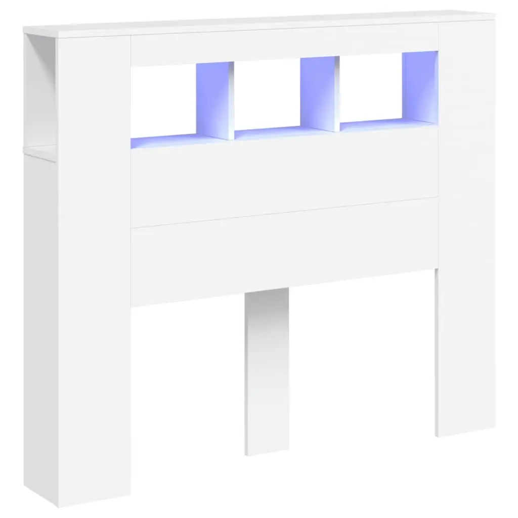 LED Headboard 120cm White Engineered Wood