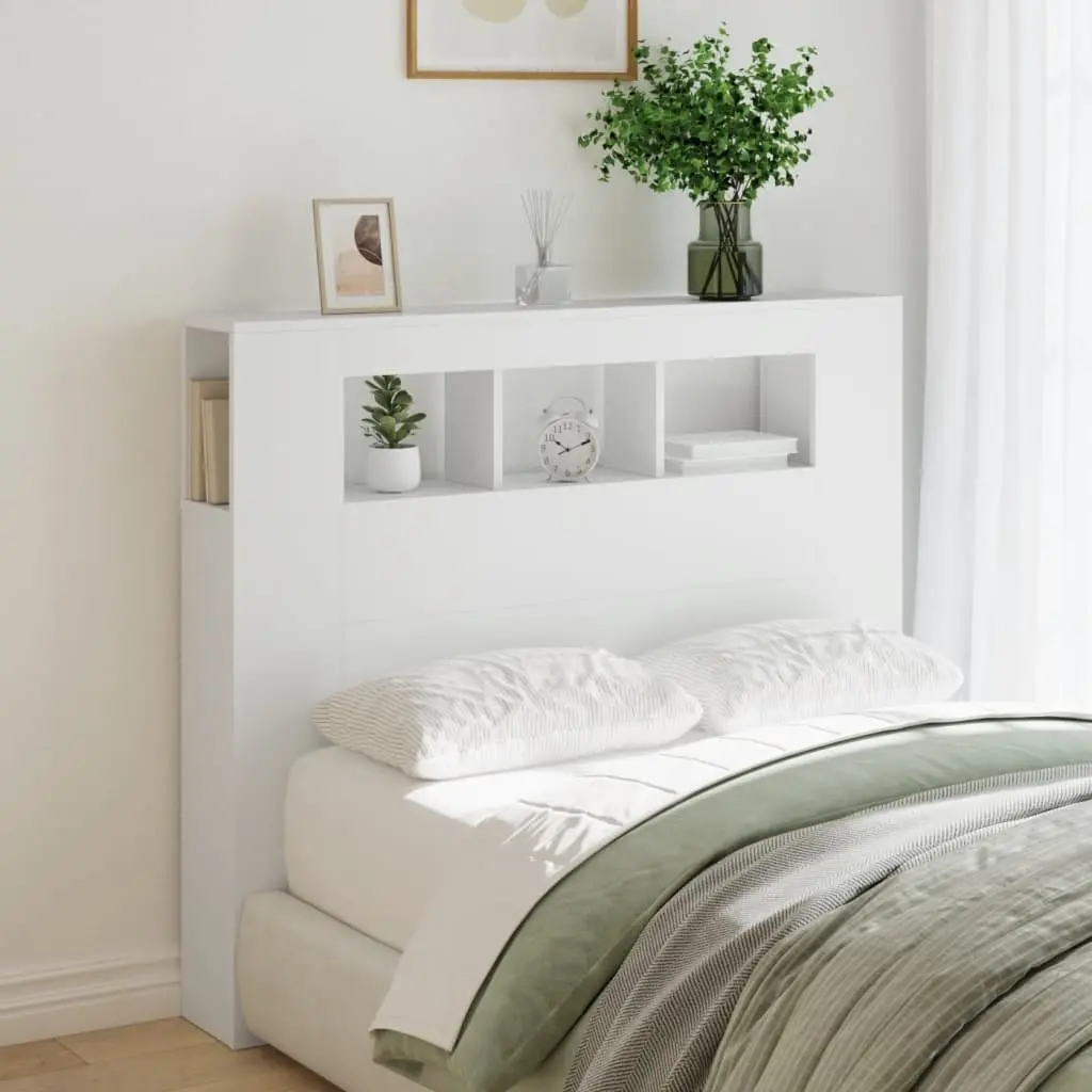 LED Headboard 120cm White Engineered Wood