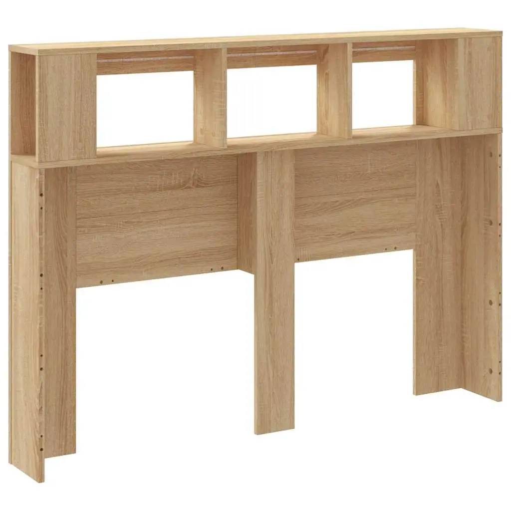 Brown LED Headboard with Storage 140 cm