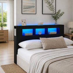Contemporary LED Headboard 160 cm in Black